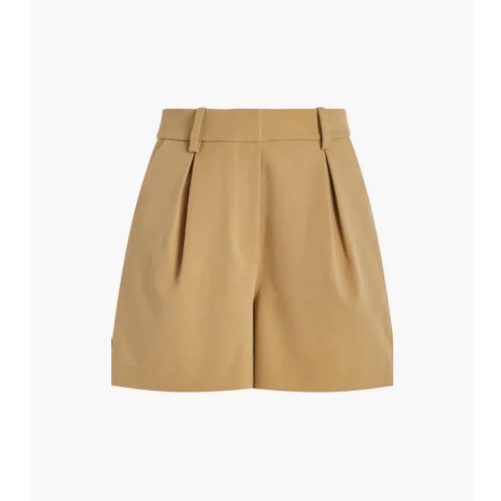 Womens High Waisted Pleated Tailored Shorts Camel Tan Brown Size 4